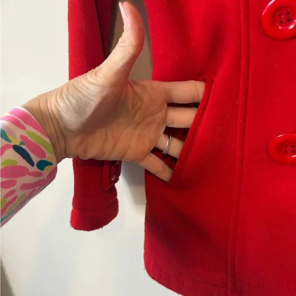Red Double-Breasted Pea Coat size 8 youth girls - Picture 3 of 5